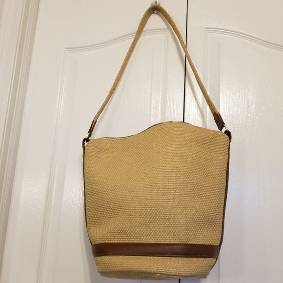 Wicker Woven Bucket Bag for Summer Vintage Liz Claiborne - Picture 4 of 13